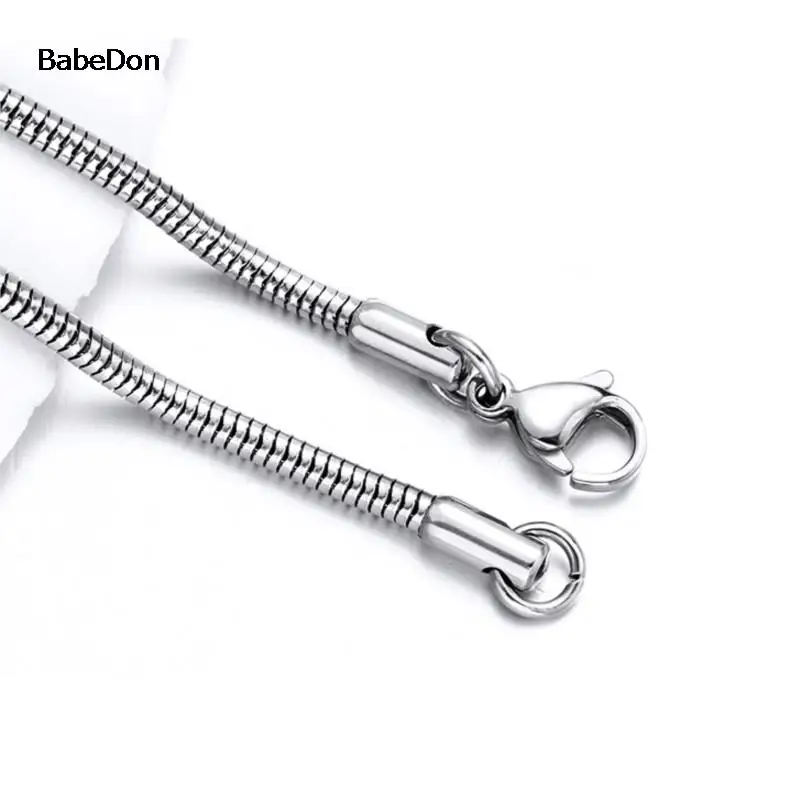 1/1.5/2.4/4mm Waterproof Stainless Steel Sliver Color Necklace High Quality Round Snake Chain Jewelry Accessory for Men Women