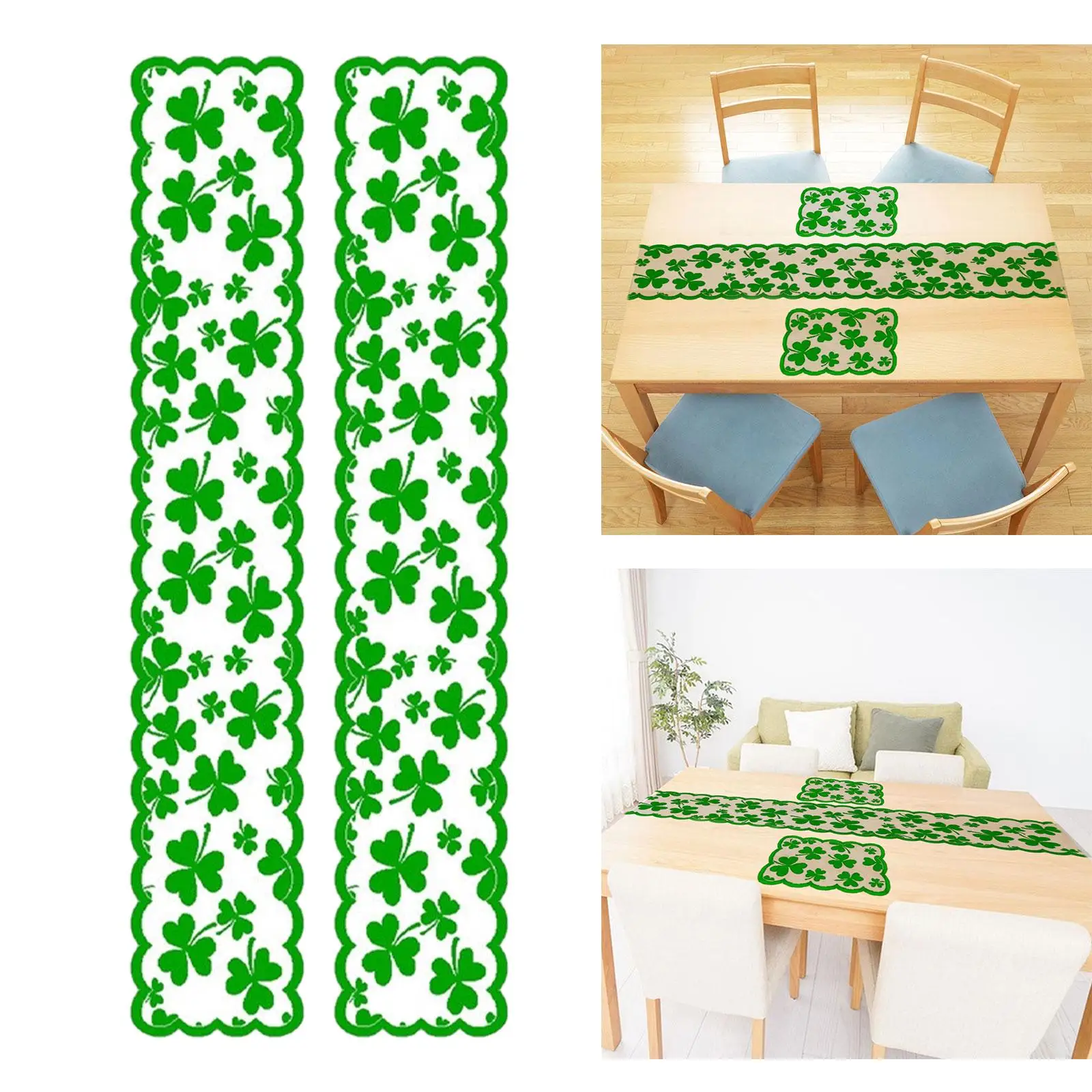 

2Pcs ST Patrick's Day Decorations Rectangular Lace Durable 183x33cm Tabletop Runners for Party Bar Hotel Bedroom Dining Table