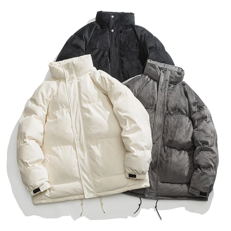 Streetwear Trend Faux Wildleder Blase Jacke Winter Warm Verdicken Mantel Wasserdichte Oversize Jacken Klassische Parkas Puffer Jacke Männer