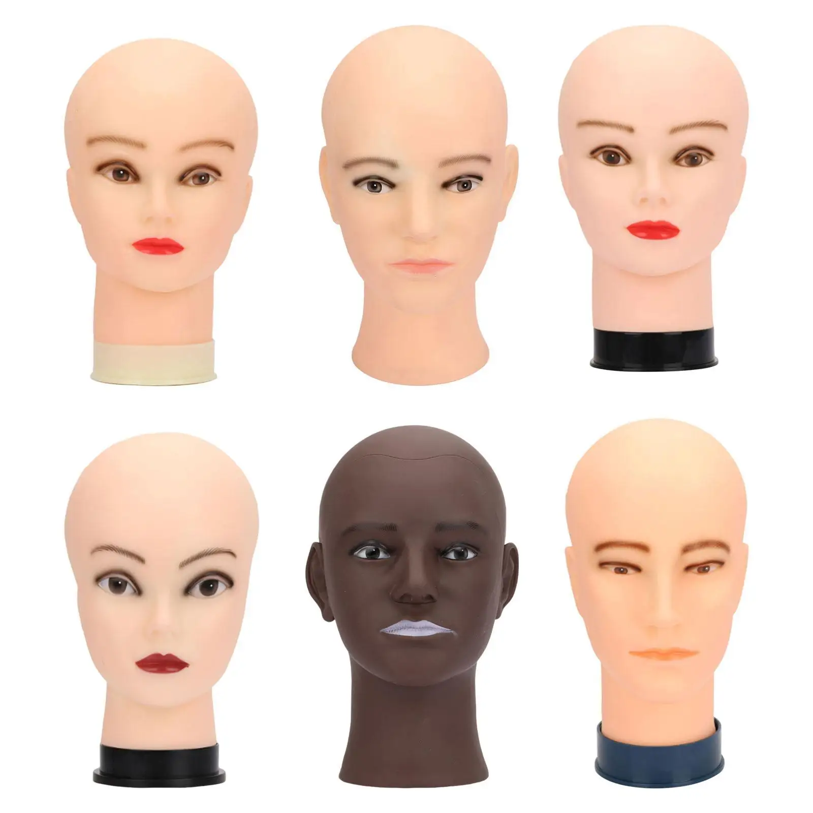 Bald Mannequin Head Makeup Mannequin Head Cosmetology Multipurpose Training Head Makeup Doll Head for Cap Hairstyling Glasses