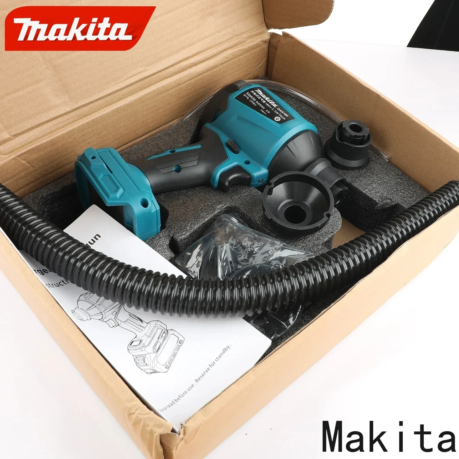 Elektronarzędzia Makita, narzędzia Makita 18V, DAS180 - wysokowydajny pistolet do usuwania kurzu i pyłu z szerokimi przestrzeniami, elektronarzędzia.