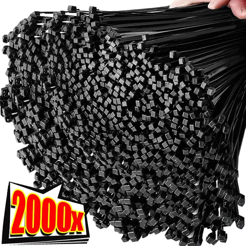 2000/100PCS Self-locking Nylon Cable Ties Cord Ties Straps Adjustable Wire Zip Cables Ties Fastening Loop Industrial Fixing Tie