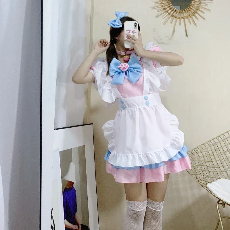 女性のためのロリータアニメコスプレ衣装,メイド服,かわいいステージ,ハロウィーンのカワイイドレス,日本のドレス