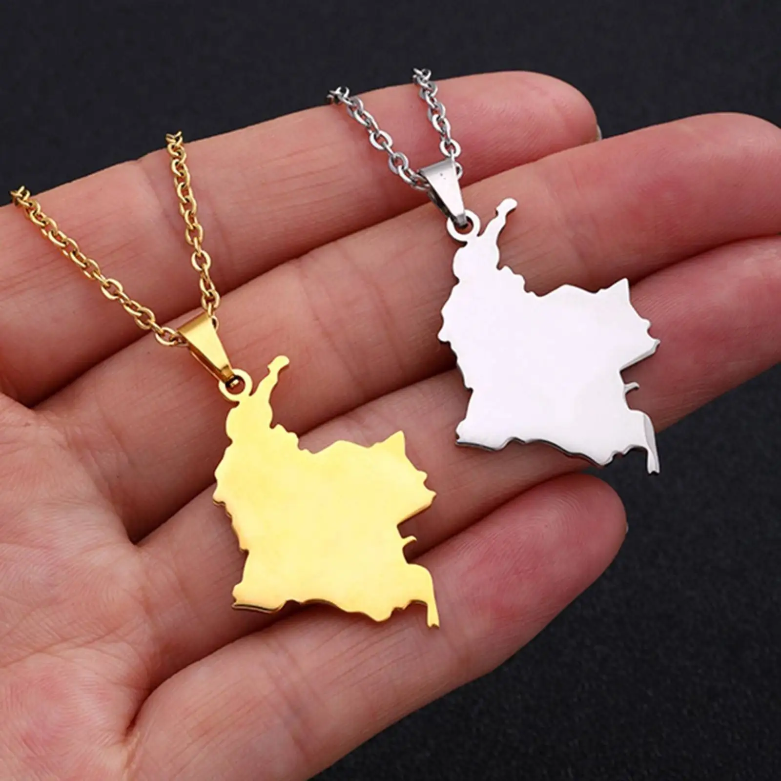 Kolumbien-Karte Anhänger Halskette Edelstahl Ethnischer Schmuck Geschenk für Männer und Frauen – Detail 3