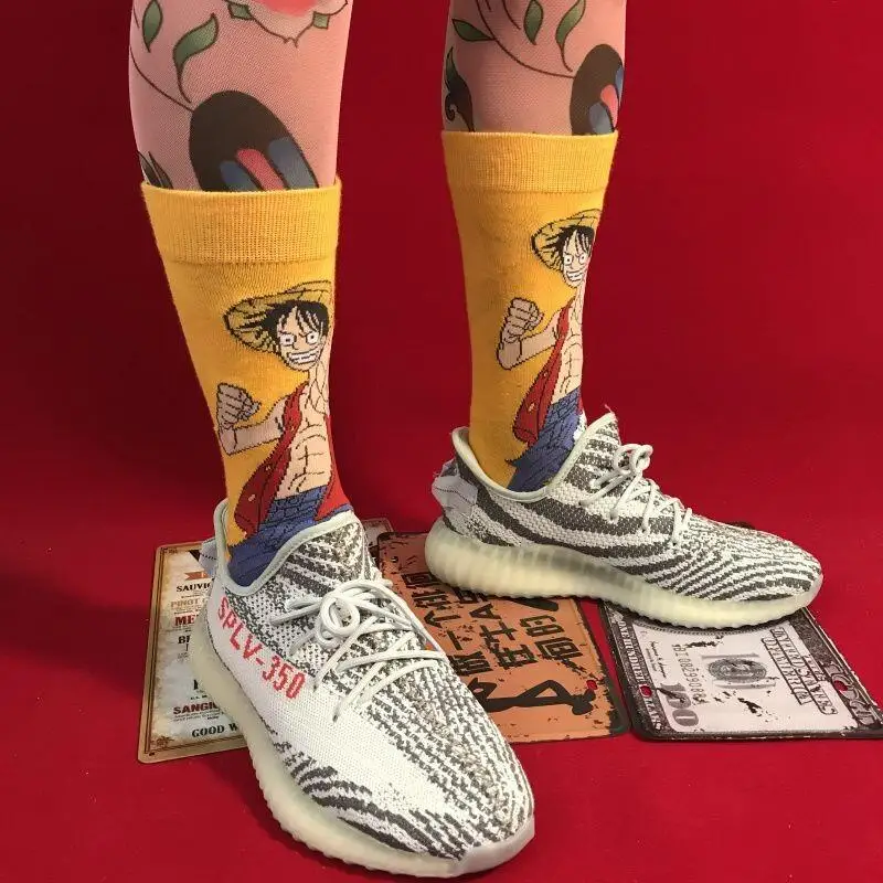 BANDAI One Piece Monkey D. Luffy Socks Cotton Unisex Japanese Anime Cartoon Streetwear Pattern Cosplay Funny Gift Fashion Kawaii view 4