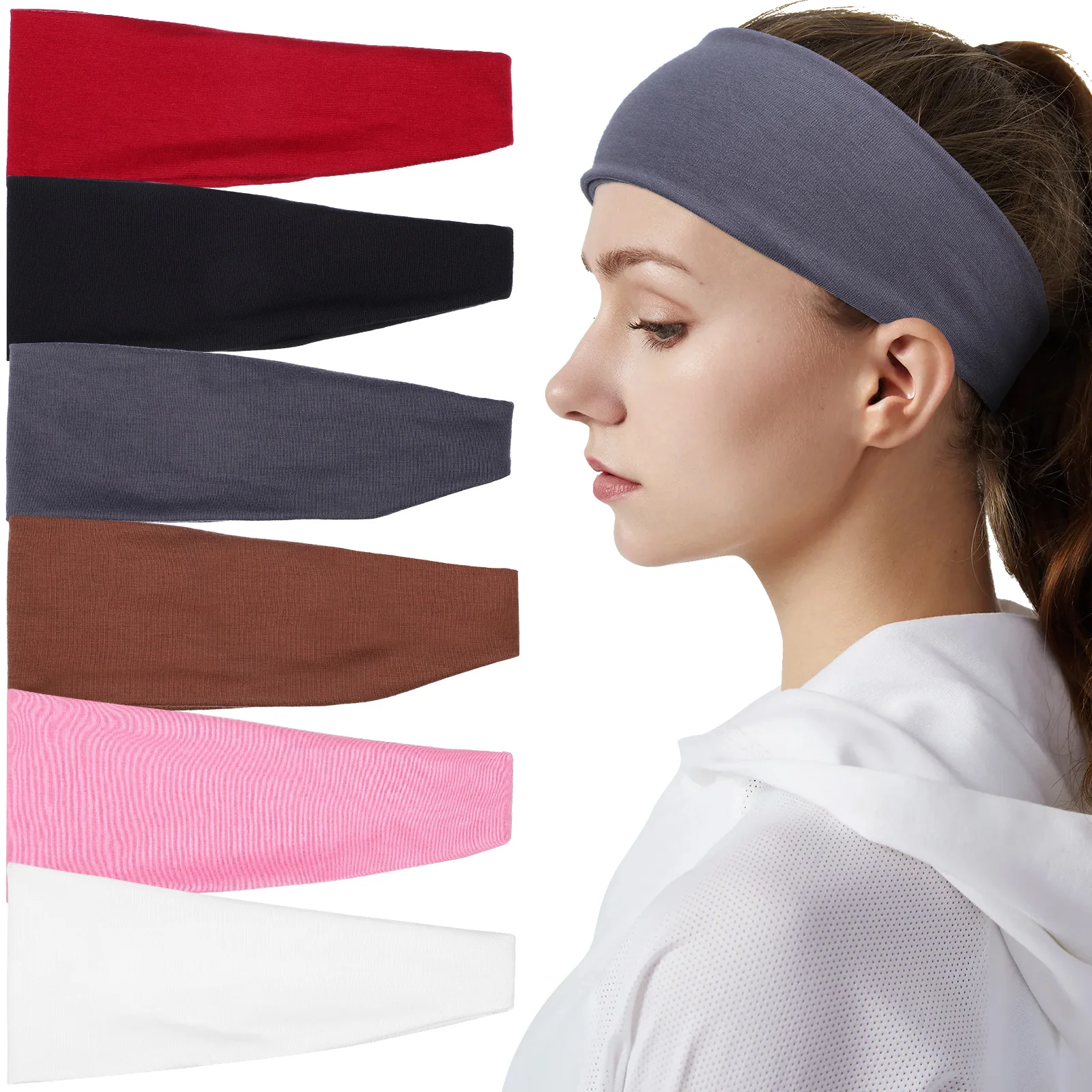 

6pcs Headbands Workout Hairbands for Workout Headband Women Men Comfortable Elastic Yoga Running Gym Fitness Headband