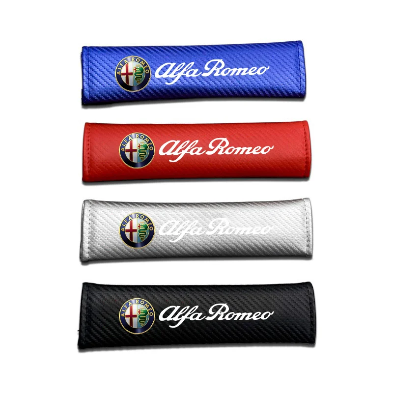 2Pcs Car Seat Belt Cover Shoulder Pad Auto Accessories For Alfa Romeo Giulia Stelvio Giulietta 156 159 147 Mito Tonale Brera Dis