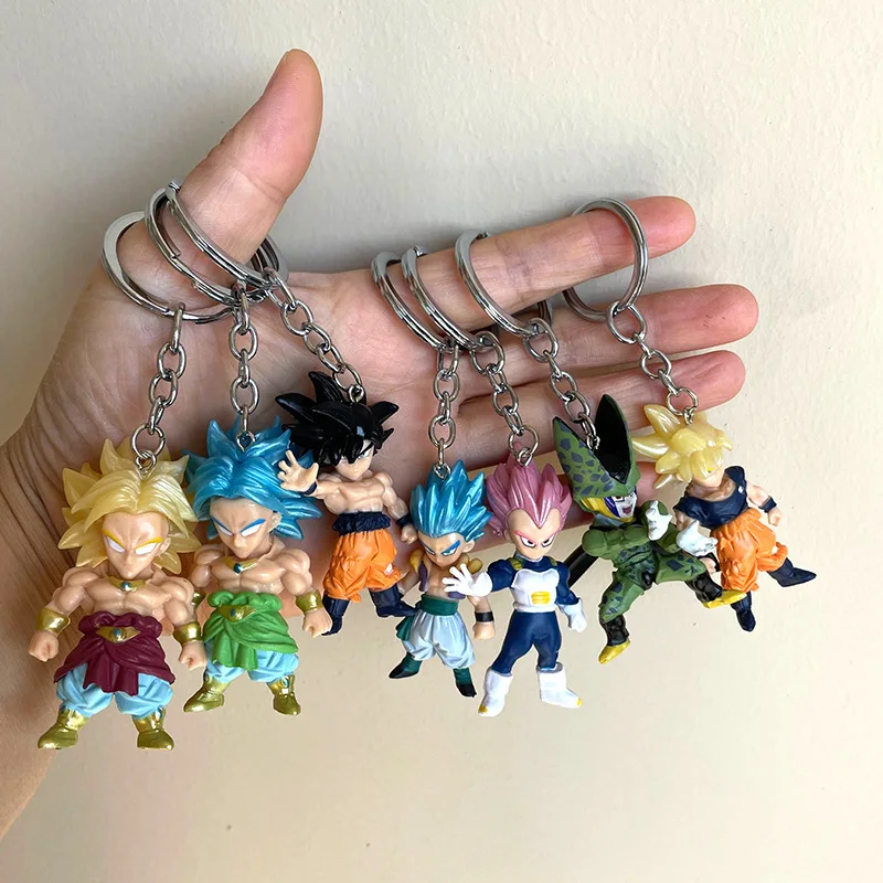 LLavero de figura de Dragon Ball de Anime para niños, modelo de PVC de Son Goku, Vegeta, freezer, Adorable colgante, decoración, regalos de juguete de moda caliente, 21 piezas por juego