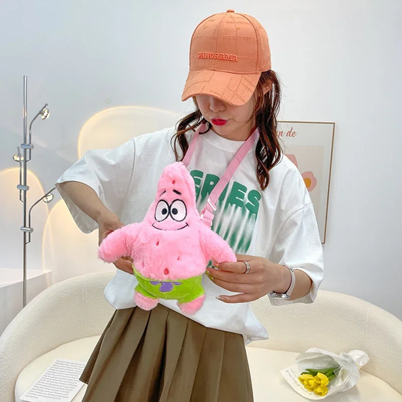 SpongeBob Patrick Anime Plush Kawaii Bag Women Cartoon Plush Single Shoulder Bag Crossbody Bag Store Phone Wallet Cute Girls