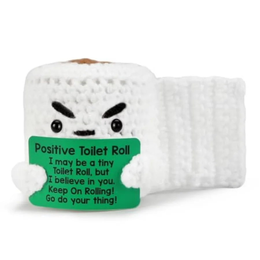 

Positive Toilet Roll, Handmade Positive Toilet Roll Plush, Emotional Support Crochet Gift with Card for Women Men