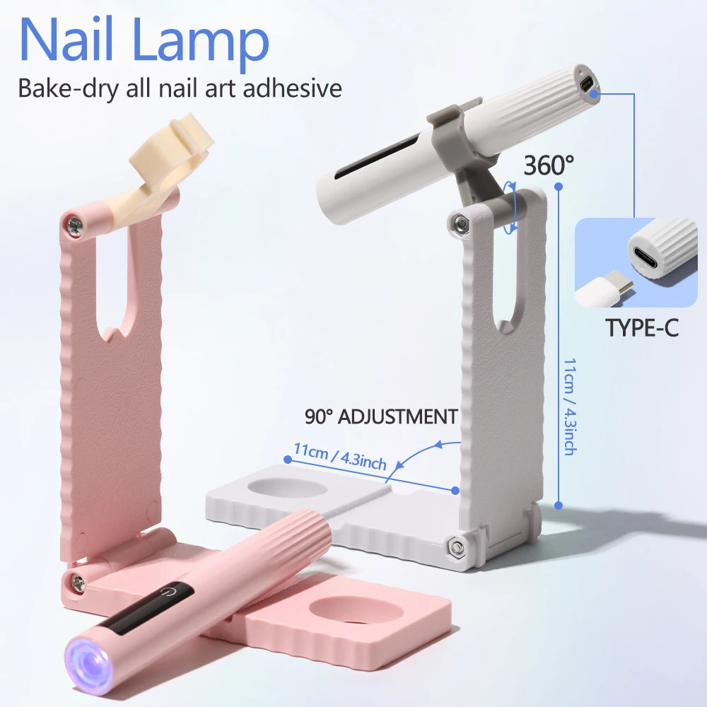 Cordless Nail Lamp with Stand Handheld UV Light with LCD Display for Gel Nails Rechargeable USB Nail Dryer for Fast Curing