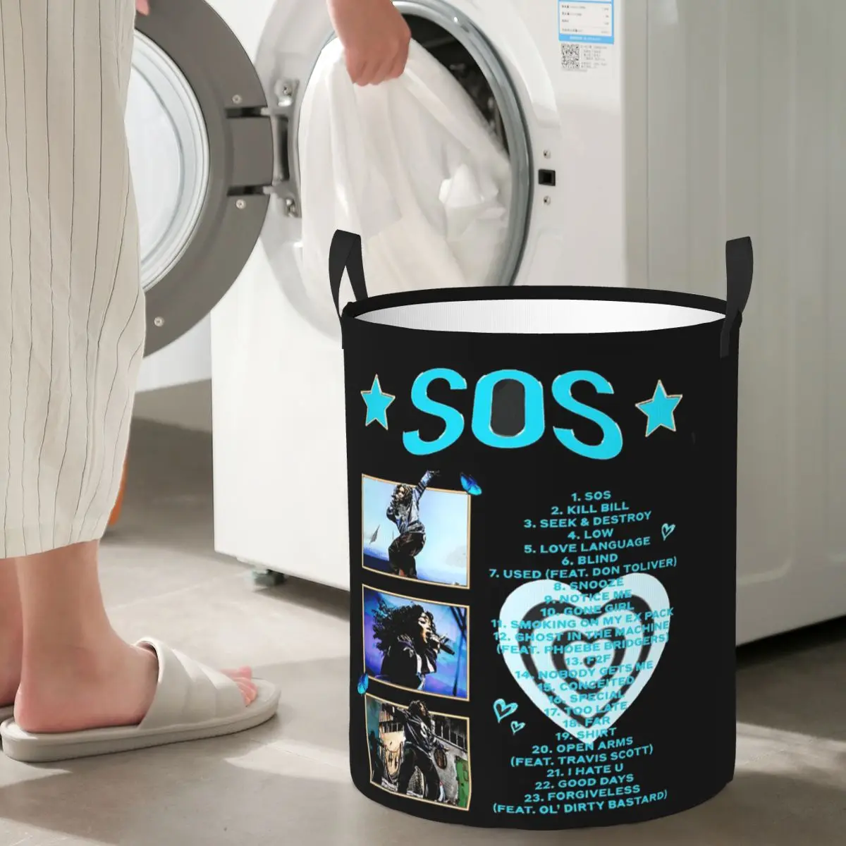 

Складная корзина для белья SZA SOS Song Singer, большая корзина для хранения детской стирки, домашний органайзер