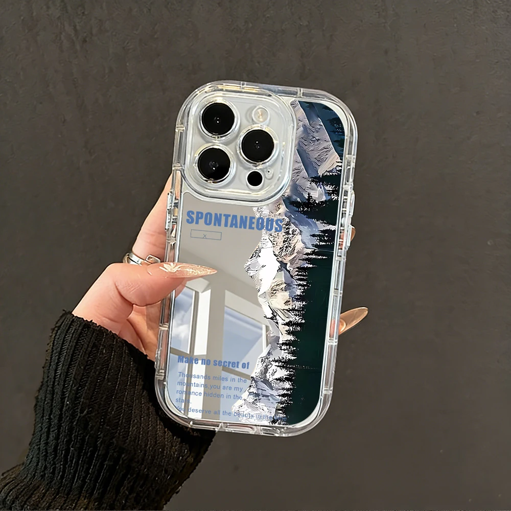 Modische Schneeberg-Gletscher-Spiegel-Handyhülle für iPhone 17 15 14 16 Pro Max 13 12 11 Pro XR XS 8 Plus 17Air Stoßfeste Hülle – Detail 5