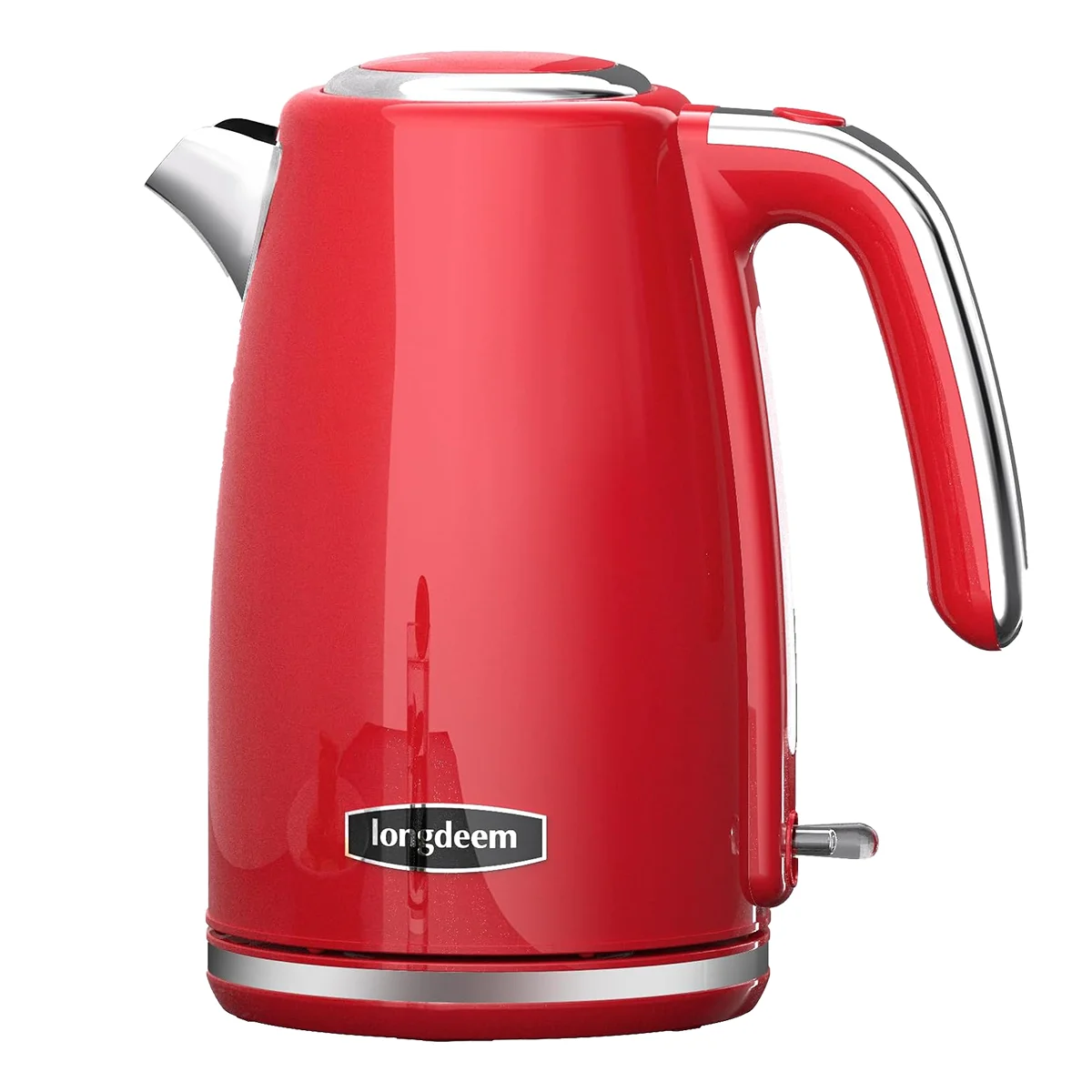 Electric Kettles 1500W for Boiling Water, Longdeem Retro 1.7L Stainless Steel Hot Water Boiler with Automatic Shut Off, Red