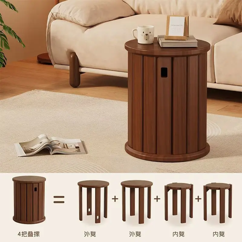 

Solid wood stool home multi-functional low stool dining room bedroom chair light luxury new Chinese side table