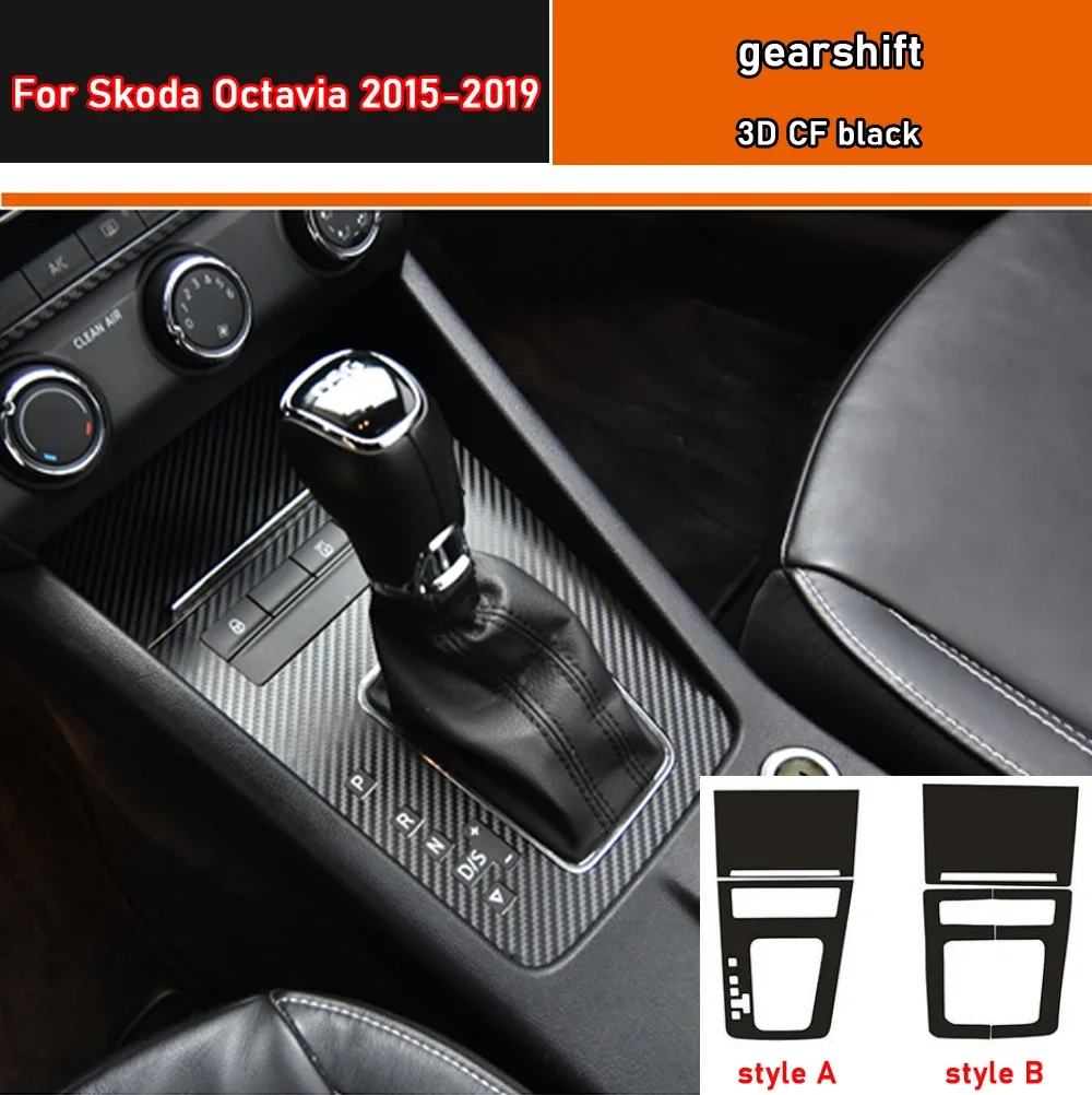 Naklejka na wnętrze samochodu skrzynia biegów folia ochronna dla Skoda Octavia 2015-2019 naklejka na panel szyby samochodu z włókna węglowego czarna