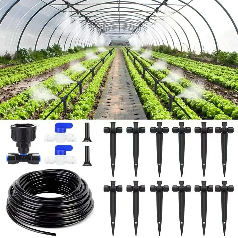 

15M/50ft Drip Irrigation System Quick Connect Misting Cooling System Hanging Plant Watering System for Greenhouse
