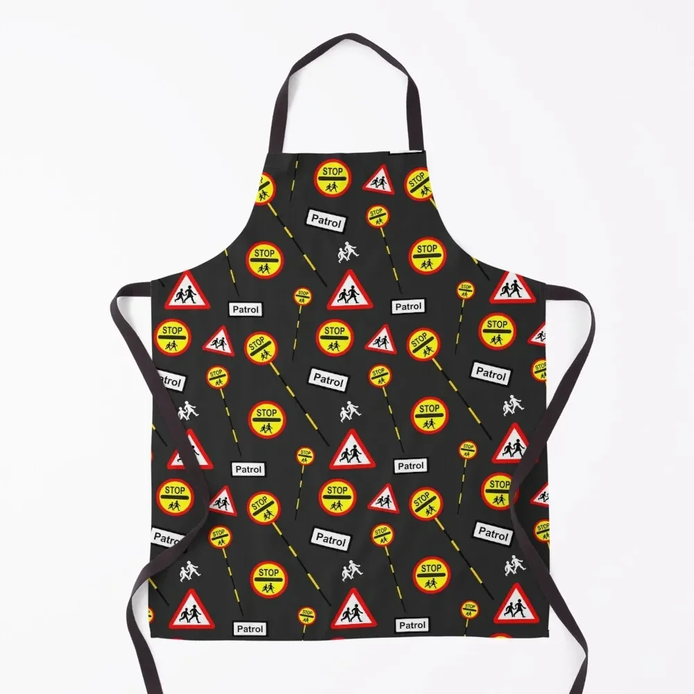 School Crossing Patrol Sign Pattern Apron Kitchen And Household Goods Professional Barber Apron