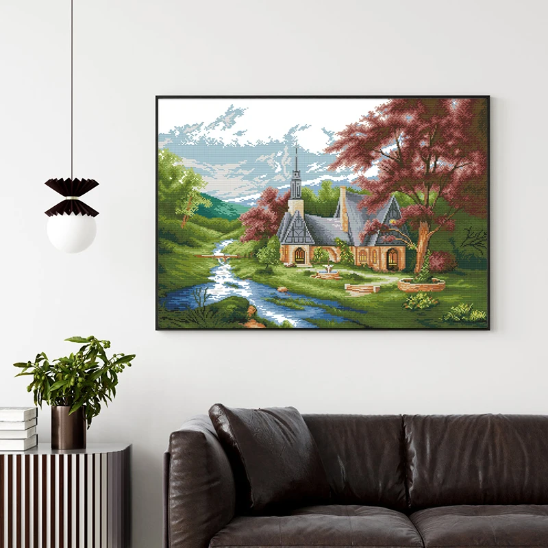 

Вышивка крестиком церковный шале пейзаж набор для вышивки набор для вышивки природный пейзаж набор холст с принтом DIY украшение дома 14CT11CT