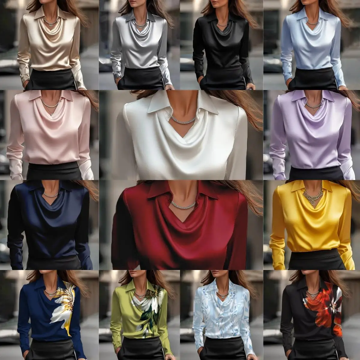 

Women's Printed Shirt Collar Top Commute Style Long Sleeve Fashionable Women's Clothing Easy to Wear Winter Collection
