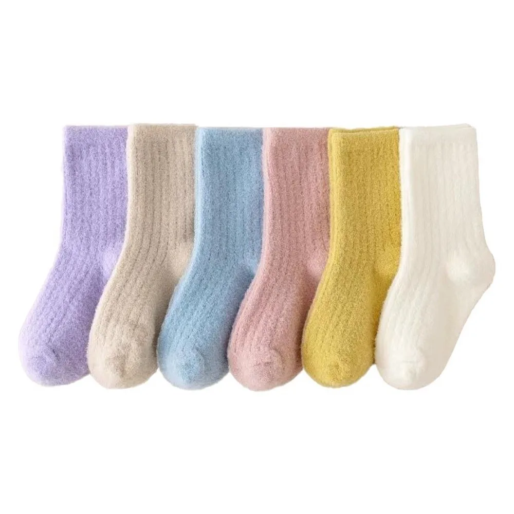 4 Pairs 4 Pairs Warm Socks Thickened Design Mid-Calf Length Fleece Socks Autumn Winter Use Fleece Lined Socks Cold Weather