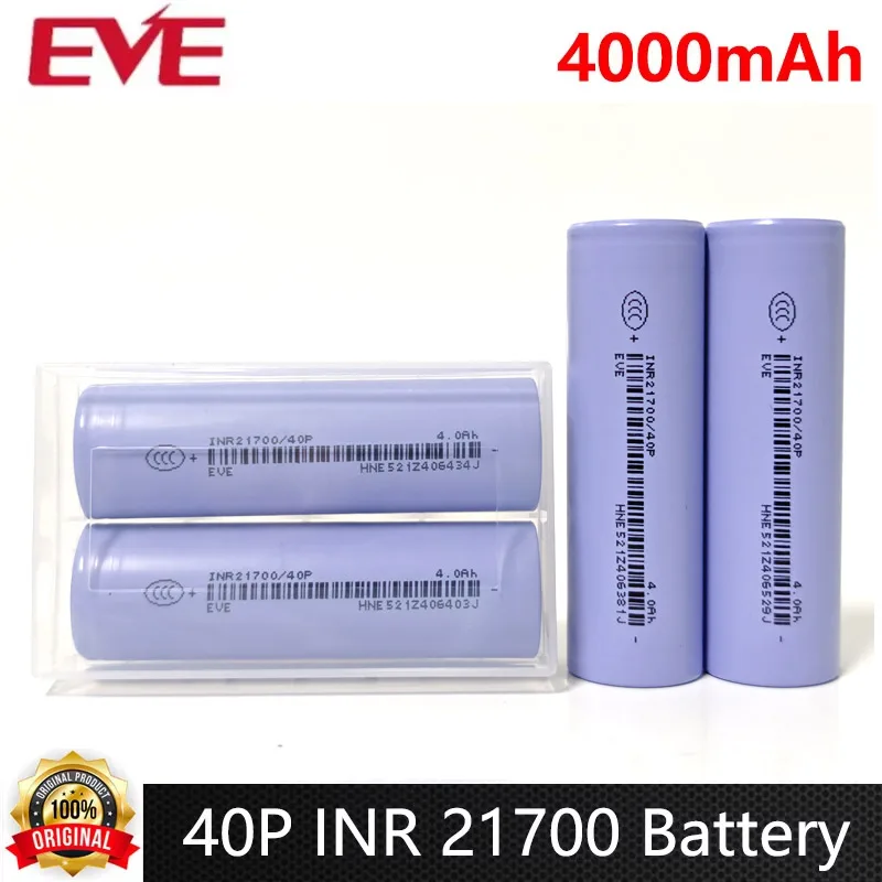 Оригинальный перезаряжаемый литий-ионный аккумулятор EVE 40P INR 21700 4000 мАч 3,6 В