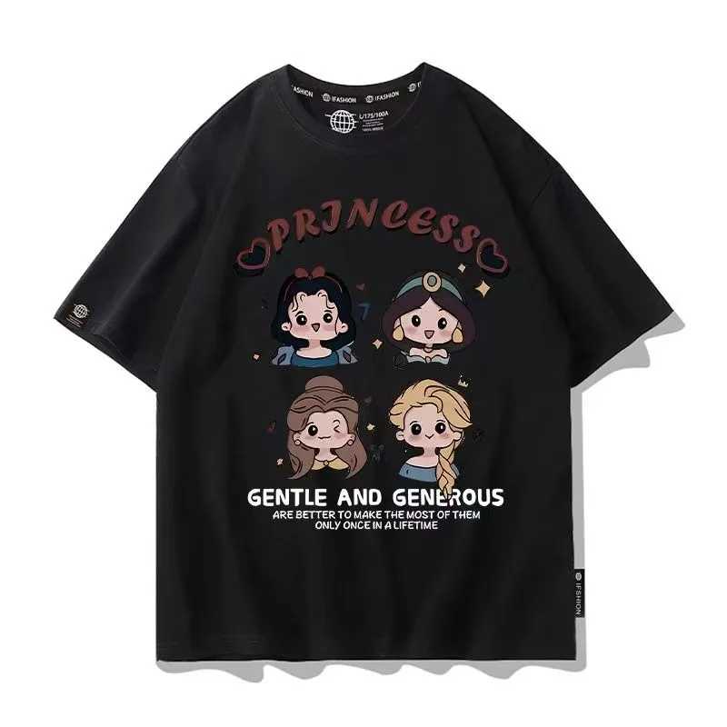 

women tops and blouses Disney Princess Women Summer T-Shirt Cartoon Print Casual Tops Soft Breathable Cotton Short Sleeve Tee