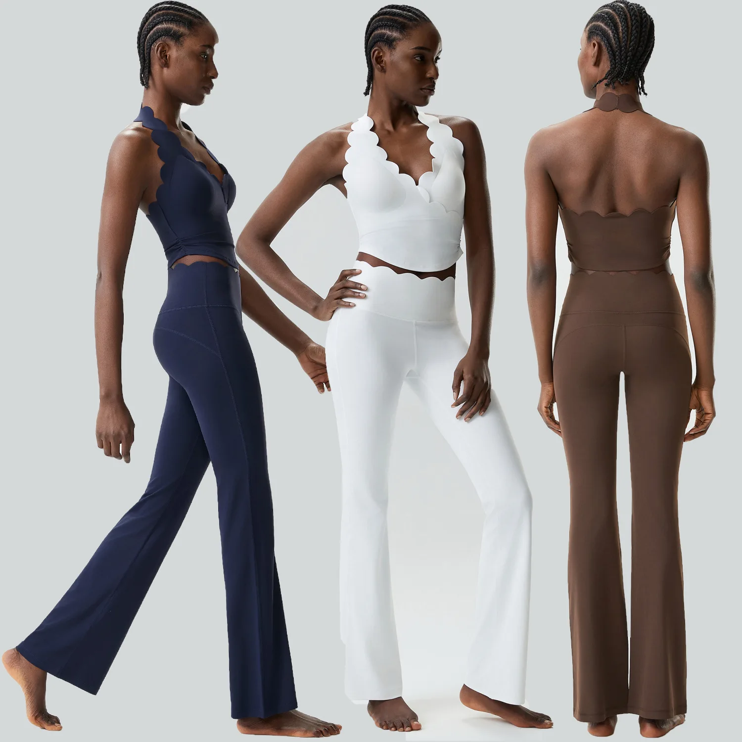 

Maxdutti Woman Clothing Neck Hanging Yoga Suit Set For Women Plus Size Nude Fitness Running Sportswear Women's Suit 2 Piece Set