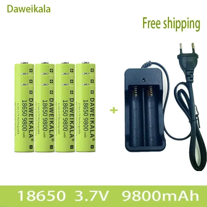 3.7V 18650 9800mAh capacidad batería recargable de iones de litio batería de linterna + cargador 🔋