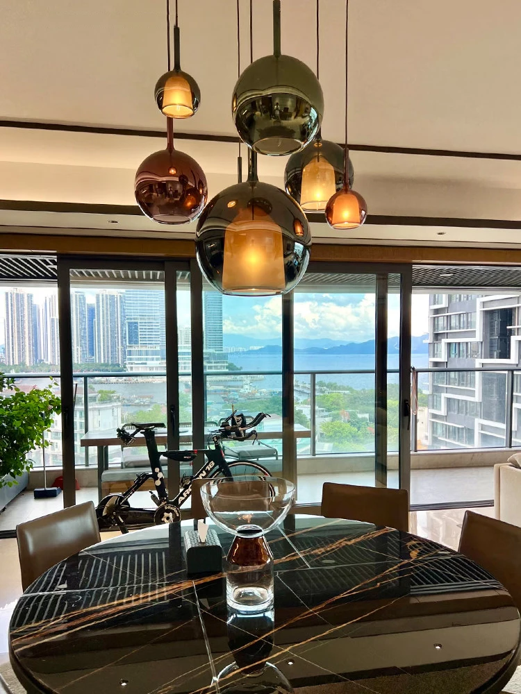 Modern Room Decoration Luxury Glass Ball Chandelier Lighting, Dining Room Designer Light Fixture Gold Rose Gold Suspension Lamps