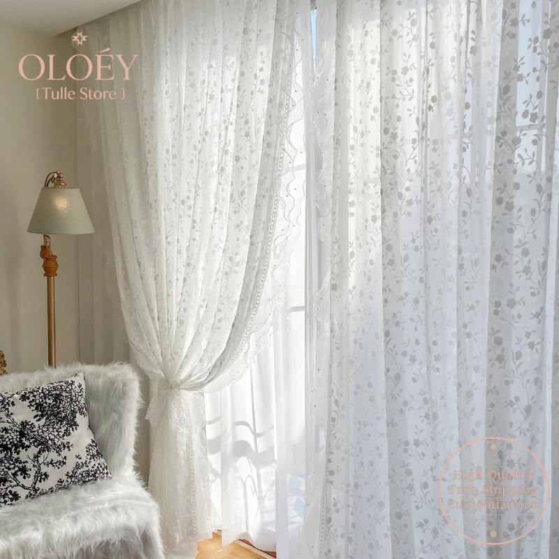 

French Romantic American Retro Lace Curtains Custom Heavy Relief Drapes Manying Sha Style Vintage Luxe Window Treatments Gauzes