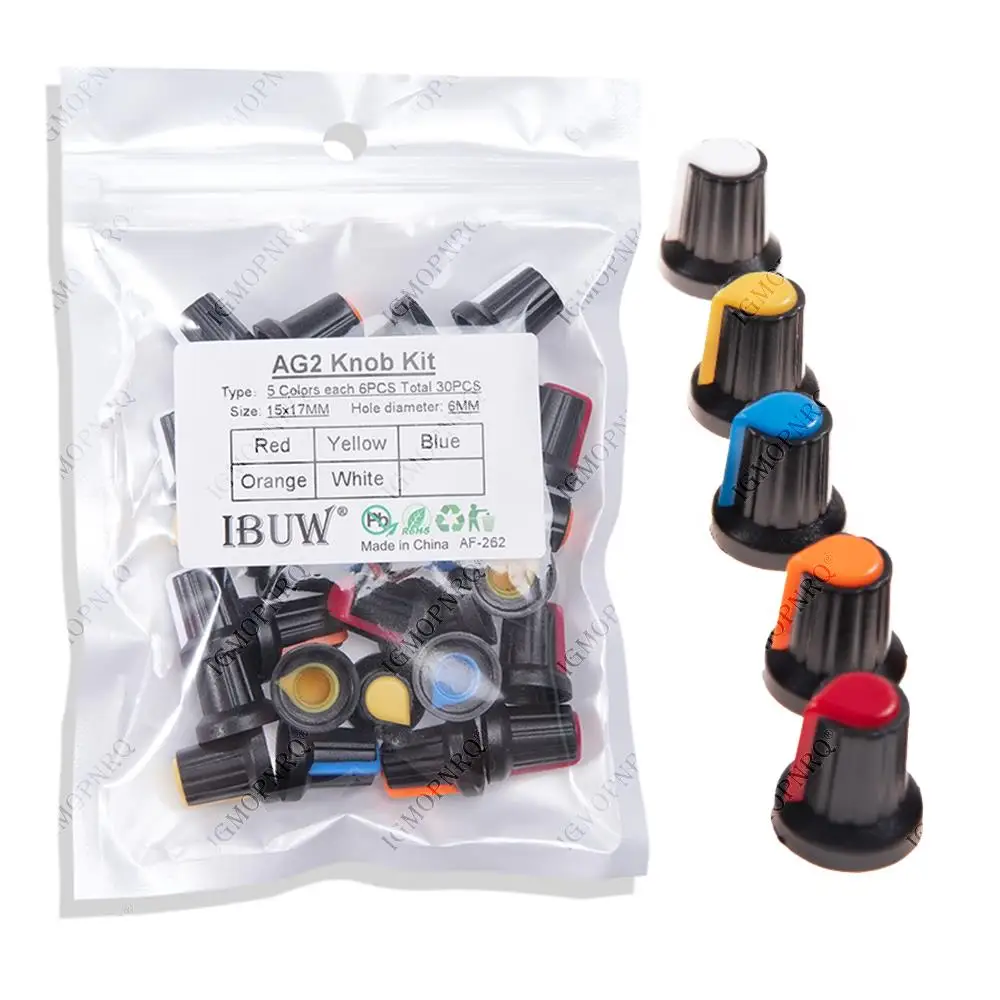 5value*6PCS=30PCS WH148 Potentiometer Knob Cap(copper core) 15X17mm 6mm Shaft Hole AG2 Power Adapter switch Caps IGMOPNRQ