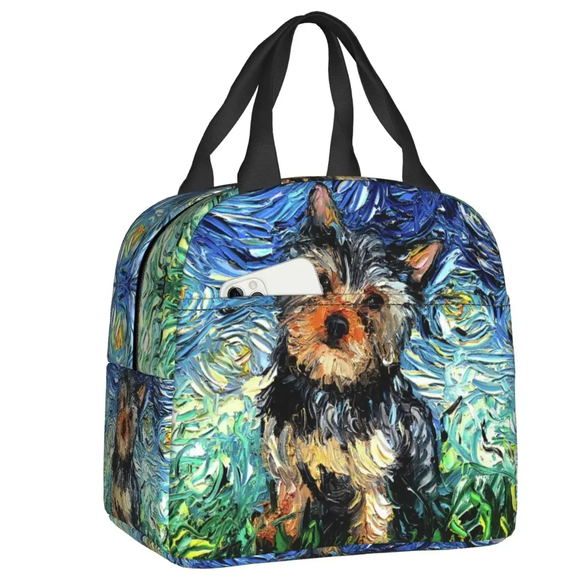 Yorkie Starry Night Insulated Lunch Bag for Women Leakproof Yorkshire Terrier Dog Warm Cooler Thermal Lunch Tote Work School