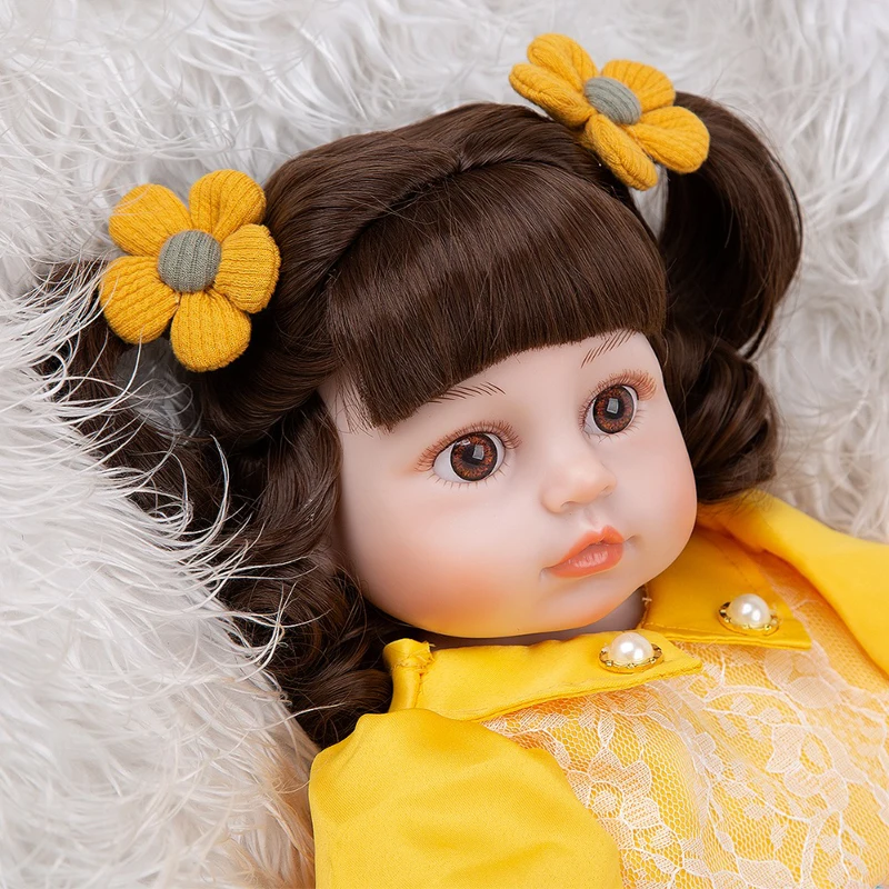 49cm Full Silicone Reborn Boneca Baby Dolls Realistic Boom Hair Princess Bath Bebe Toddler Dolls Toy for Birthday Gifts