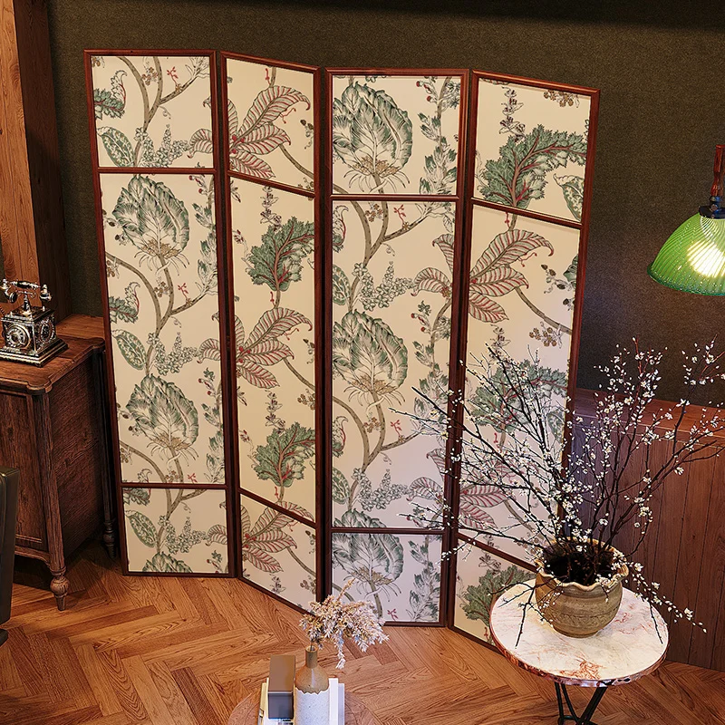 Solid wood screen partition living room entrance household shading bedroom bedside background wall movable folding screen