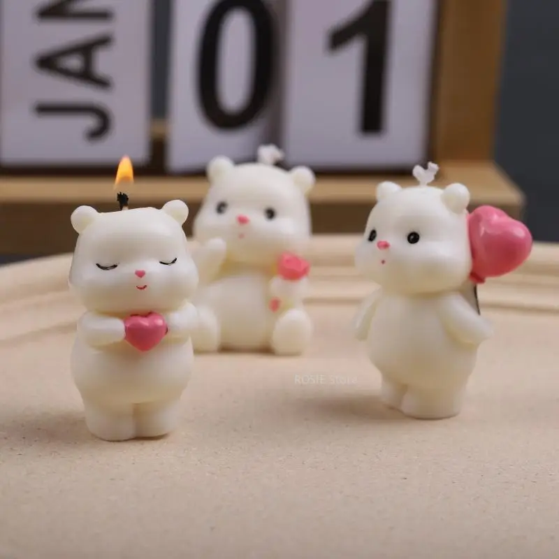 Mini Bear foremka świeca silikonowa Diy mydło wyrabiane ręcznie foremka do lodów urodzinowa prezent na walentynki weselna