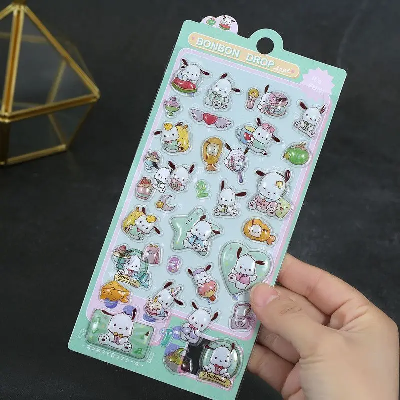 

2 шт. Kawaii Sanrio Hello Kitty Bubbly наклейка мультфильм Куроми Почакко Моя мелодия украшения Скрапбукинг канцелярские принадлежности с тиснением подарок