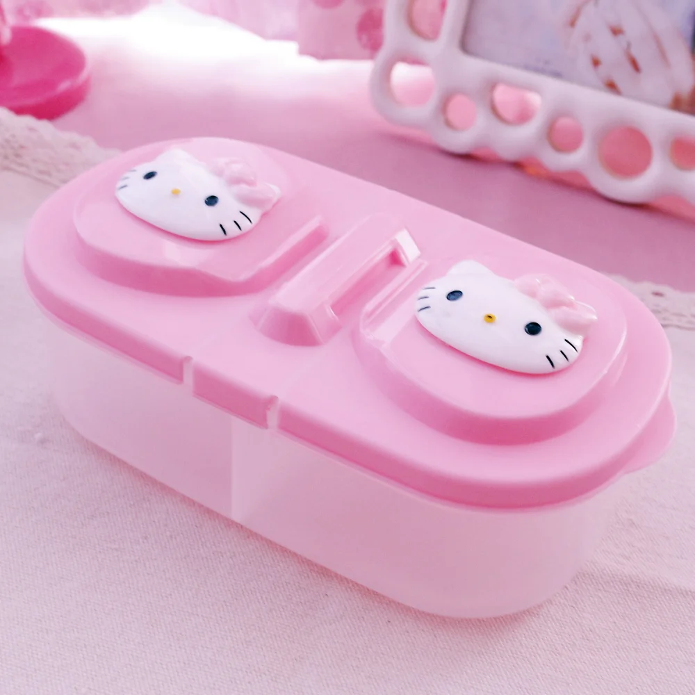

HelloKitty Storage Box Cute Cartoon Double Lattice Flip Cover Food Storage Box High-capacity Retain Freshness Seal Storage Tank