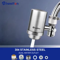 Wheelton Stainless Steel Kitchen Tap Filter Household Ceramic Water Purifier Faucet Water Filter  Activated Carbon Filtration