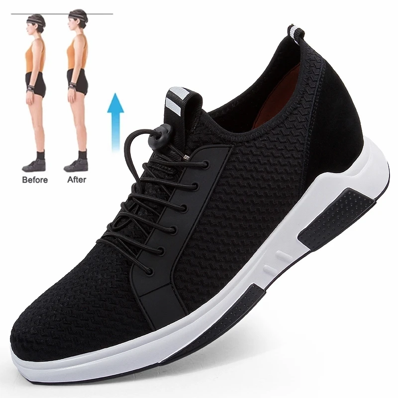 FUQIAO Men Lift Sneakers Summer Breathable Man Sports Elevator Shoes Height Increase Shoes Insole 7-8cm Fashion Casual Shoes