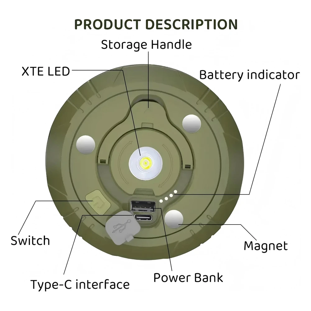 Retractable RGB String Camping Light Rechargeable Lamp Magnetic Hangable Tent Light Emergency Lantern for Outdoor Picnic Travel