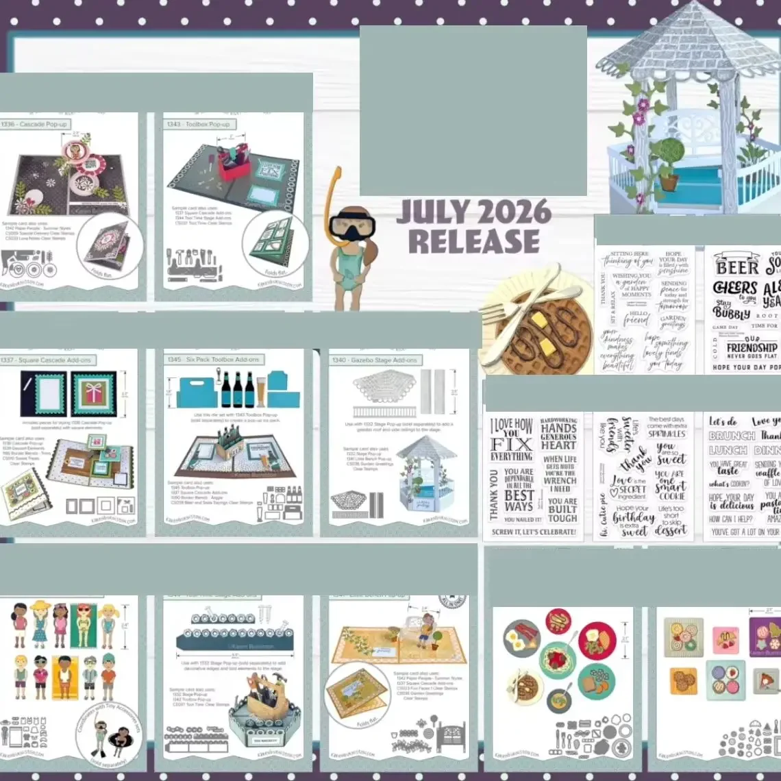 Pavilion 2026 Metall-Stanzformen für DIY Scrapbooking, Bastelarbeiten, Fotoalbum-Vorlage, handgemachte Dekoration, Haus und Tasse, Orgel