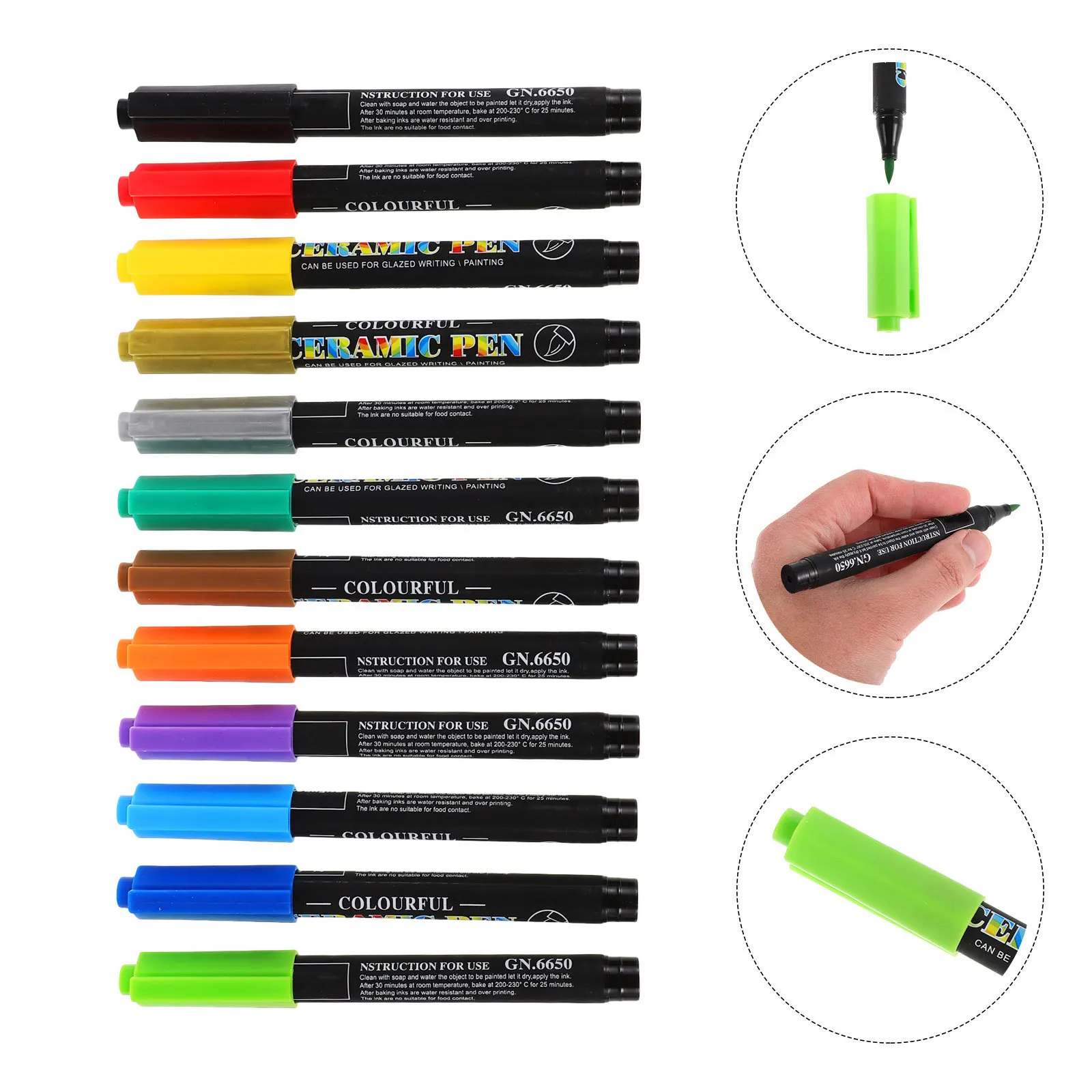 

1 комплект, 12 цветов, керамические маркеры для рисования, дизайн с мягким наконечником для стекла, фарфора, скрапбукинга, журнала, гладкие чернила, постоянный поток