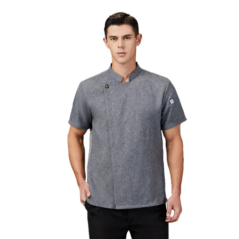 Uniforme de cuisine en coton et lin pour hommes, vêtements de chef, veste de cuisine, chemise de chef de pizza, vêtements de cuisine d'hôtel, vêtements de travail de restaurant