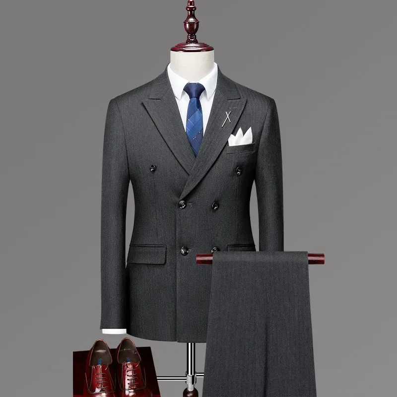 

10220 men's Double-breasted slim-fit suit british style