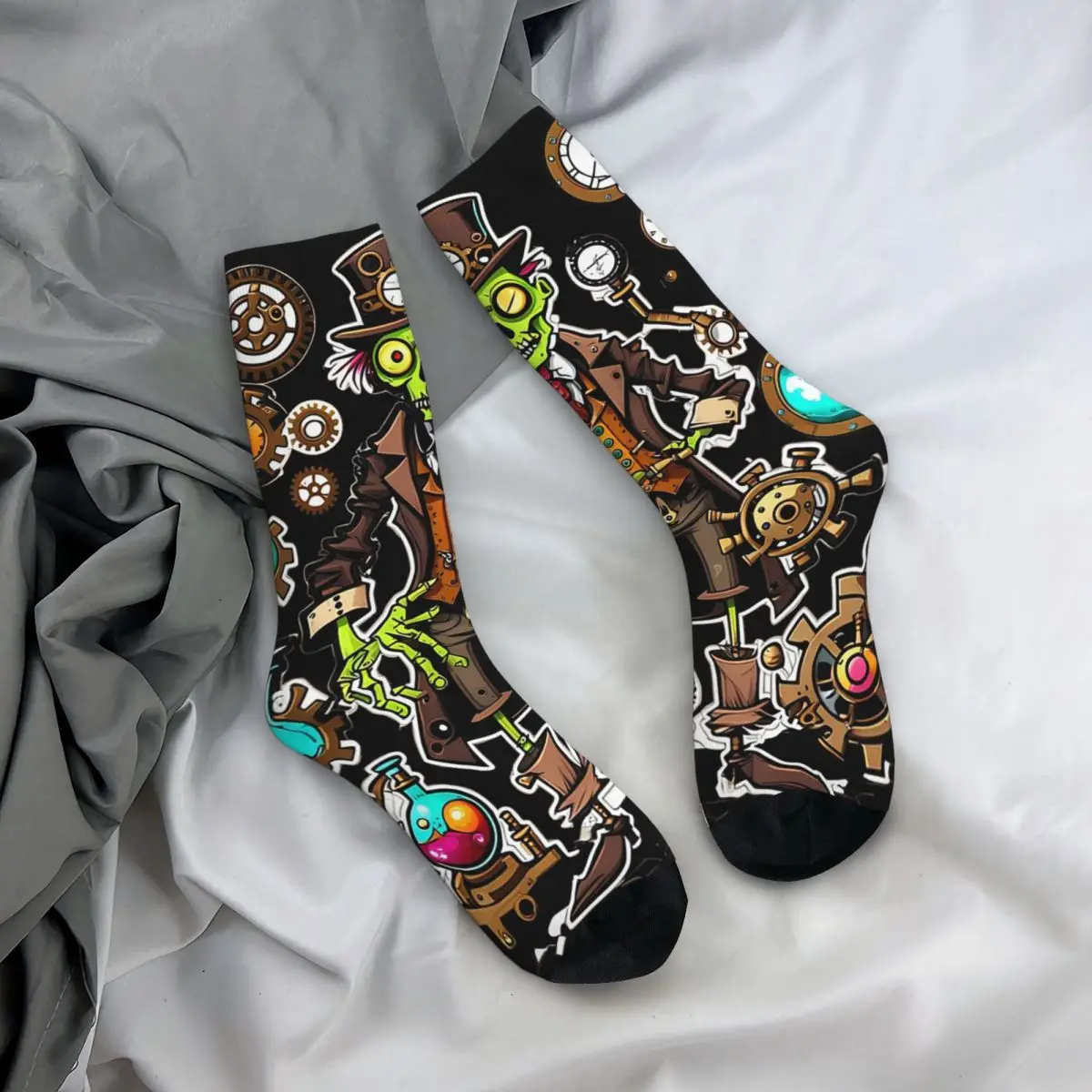 

Носки на все случаи жизни в стиле стимпанк с изображением скелета и мага, длинные носки в стиле хип-хоп для мужчин и женщин, подарки на День святого Валентина
