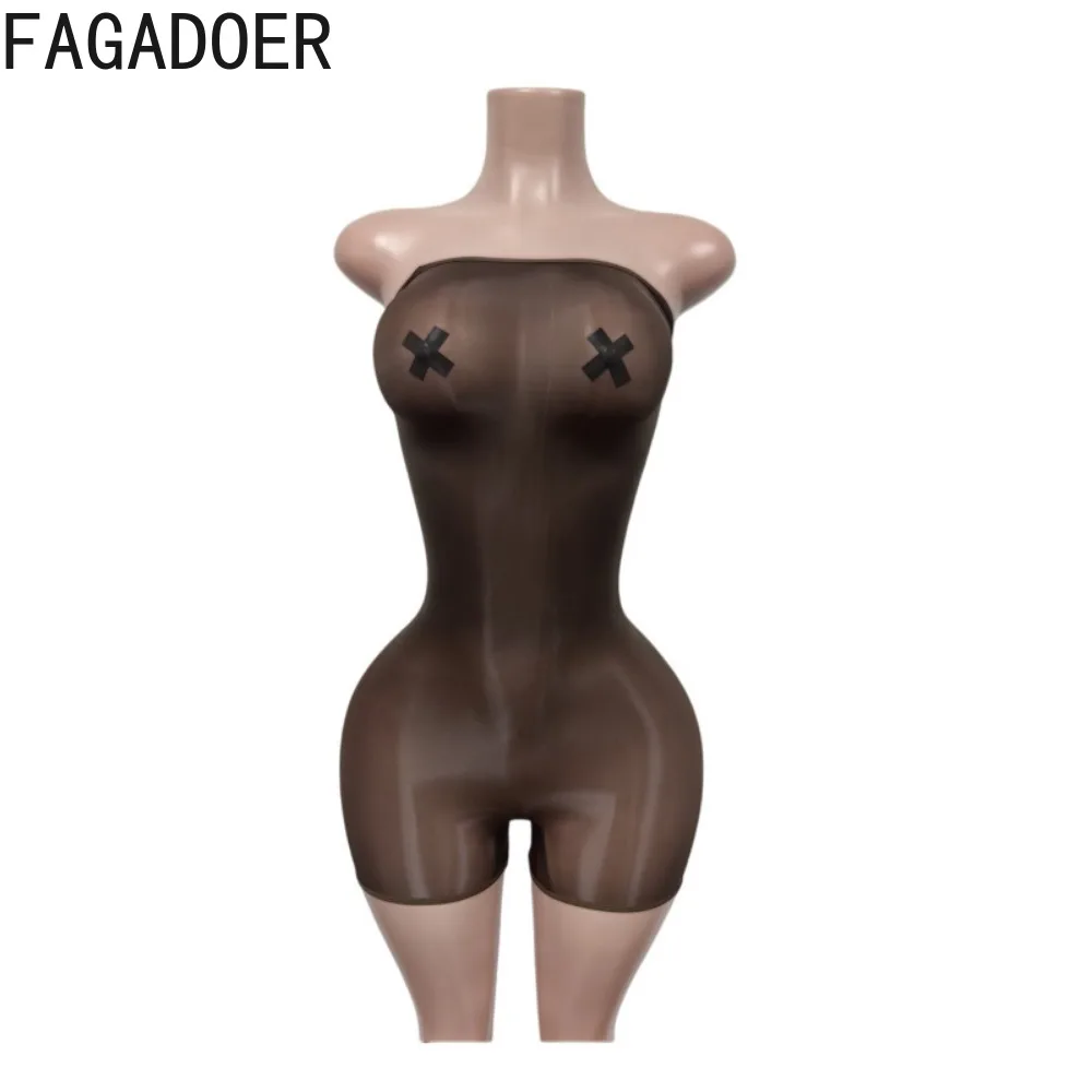 FAGADOER Sexy Off Shoulder Bodycon Romper Women's Summer Solid Color Backless Jumpsuits 2026 Streetwear Party Club Playsuits New