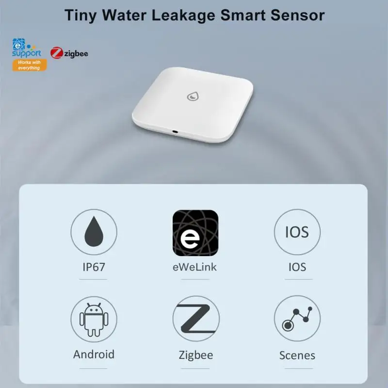 Ewelink ZigBee Water Leakage Sensor Immersion Security Alarm Leak Detector Overflow Alert Waterproof Smart Home App Control