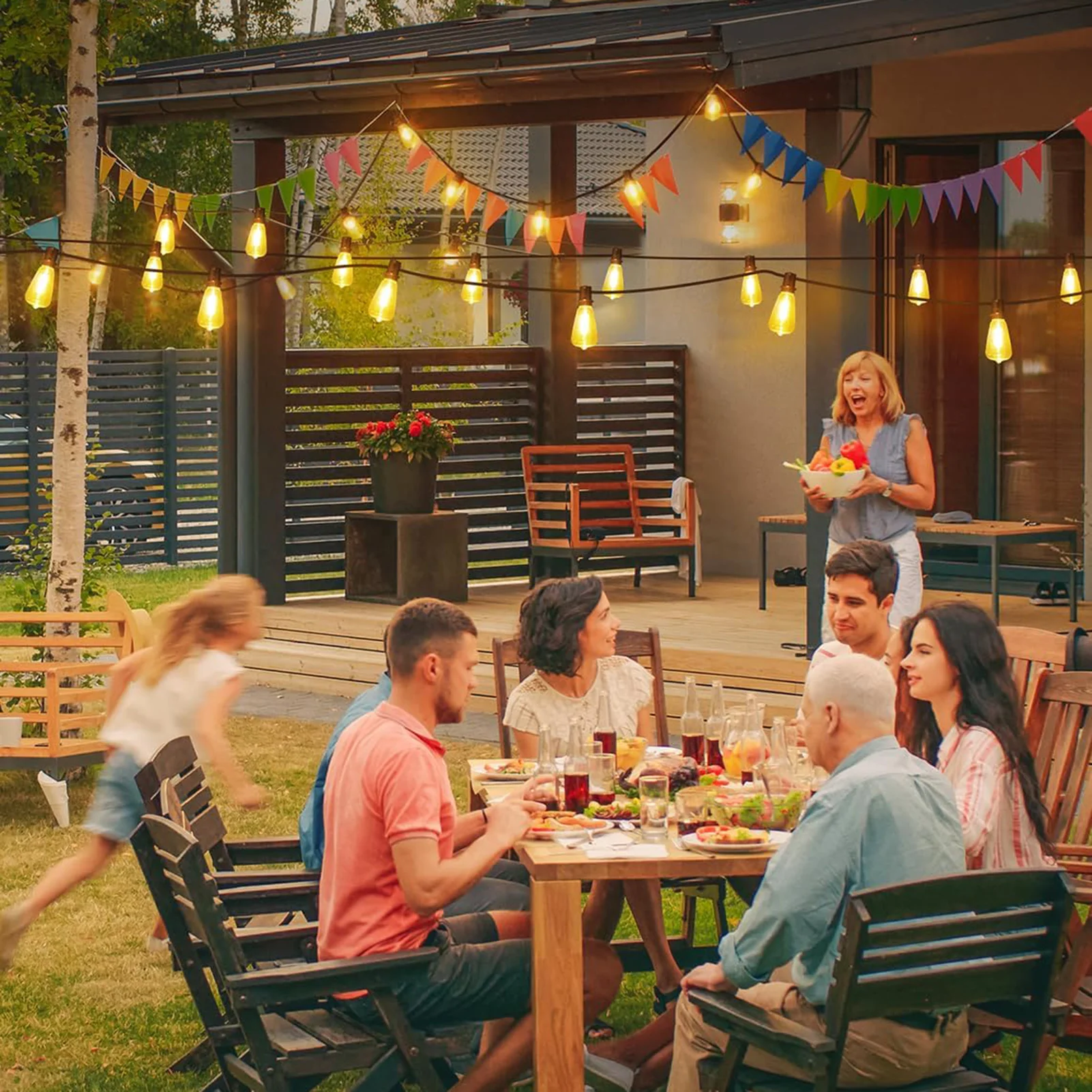 Cadena de luces LED para jardín, versión enchufable de 50/100 pies, iluminación ambiental para tienda, dosel, refugio, decoración navideña de Acción de Gracias 2025