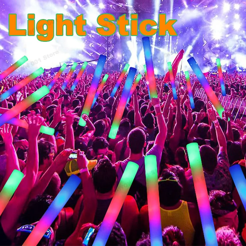 LED Foam Glow Sticks Flashing Glow Batons Cheer Tube Glow in The Dark Wedding Party Supplies  Flashing Stick